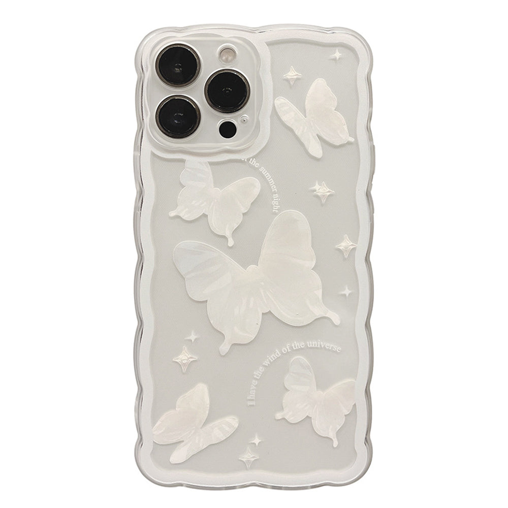 For iPhone 13 Pro Max Butterfly Pattern Phone Case Wavy Edge Transparent TPU Phone Cover For iPhone 13 Pro Max Butterfly Pattern Phone Case Wavy Edge Transparent TPU Phone Cover